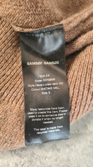 Karmelowy brązowy sweter Samsoe 80% Wełna Wool, wełniany. Rozmiar S