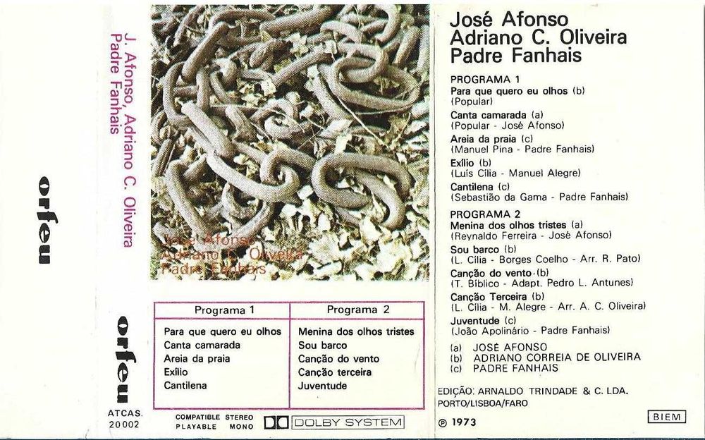 José Afonso / Adriano Correia de Oliveira / Padre Fanhais				- -  -	K7