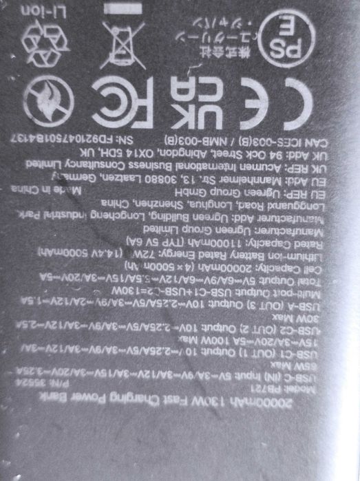 Powerbank UGREEN Nexode 20000 mAh 130W