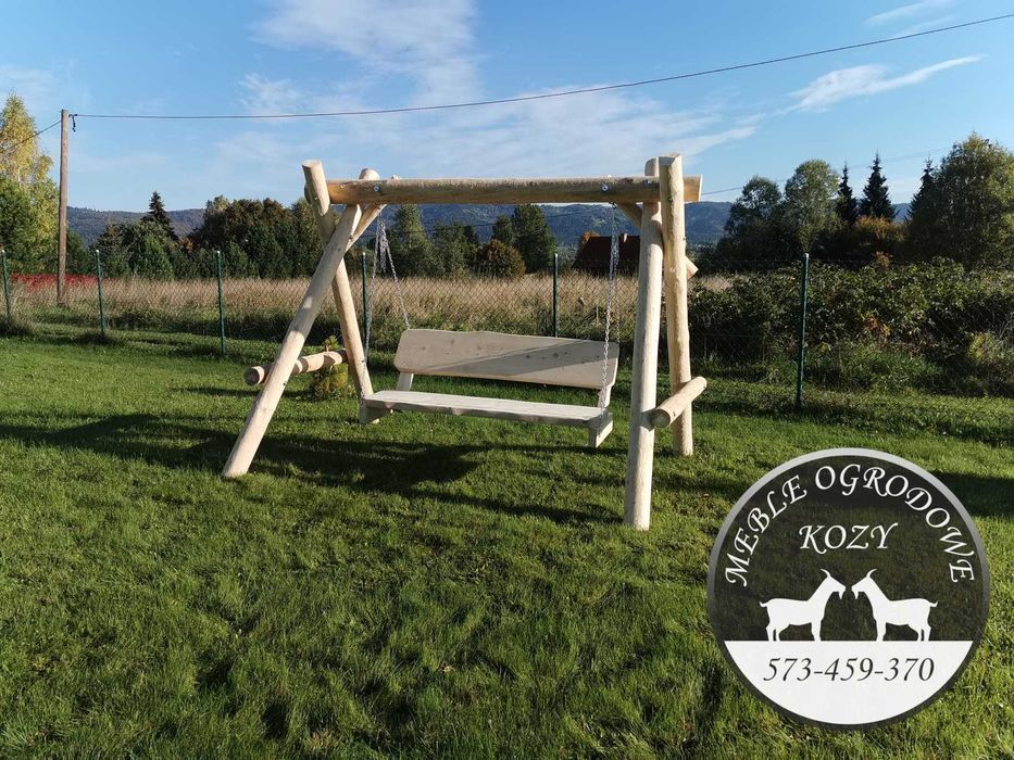 PROMKA! Drewniana huśtawka ogrodowa z grubych bali / Plac zabaw Stelaż