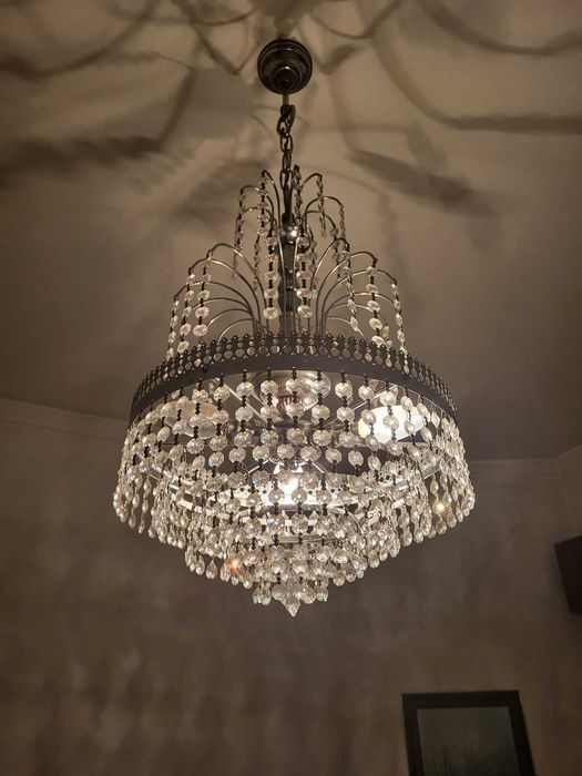 2 Candeeiros prateados de Cristal