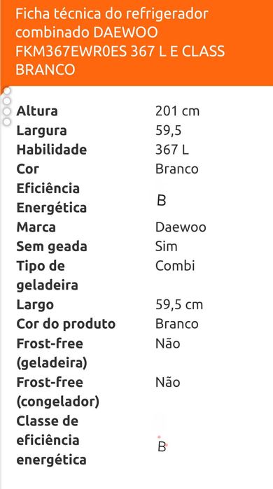 Frigorífico Combo de Marca: Daewoo