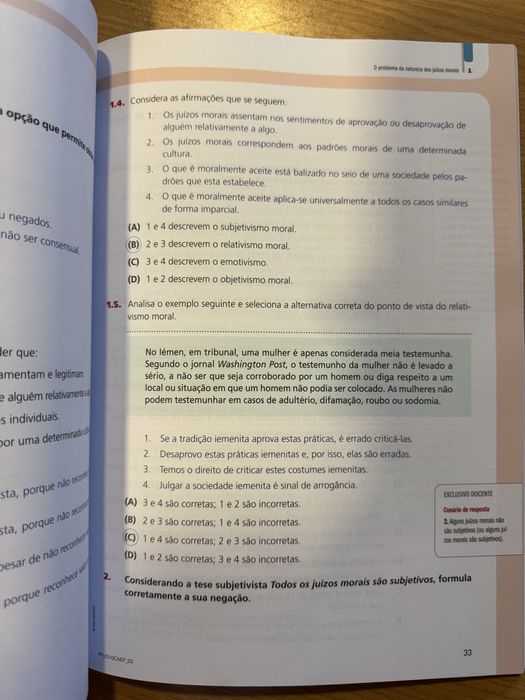Caderno de atividades filosofia Ponto de fuga 10