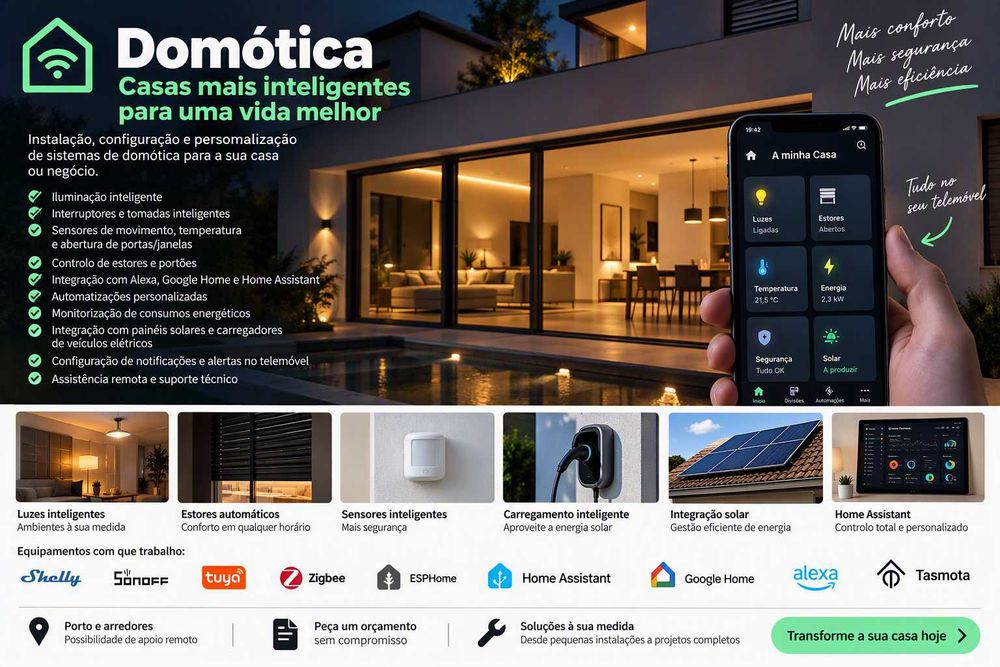 Instalação de Domótica e Casas Inteligentes | Luzes, Estores, Sensores e Automações