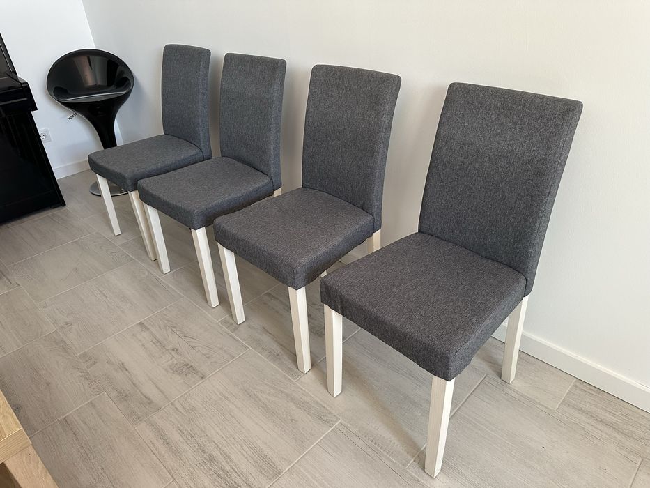 Conjunto de 4 Cadeiras de Sala / Jantar – Cinzento e Branco