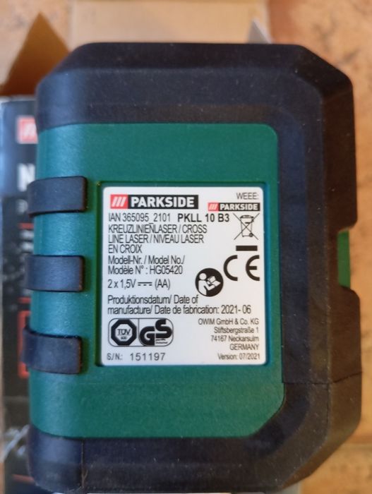 Laser de linhas cruzadas com tripé Parkside