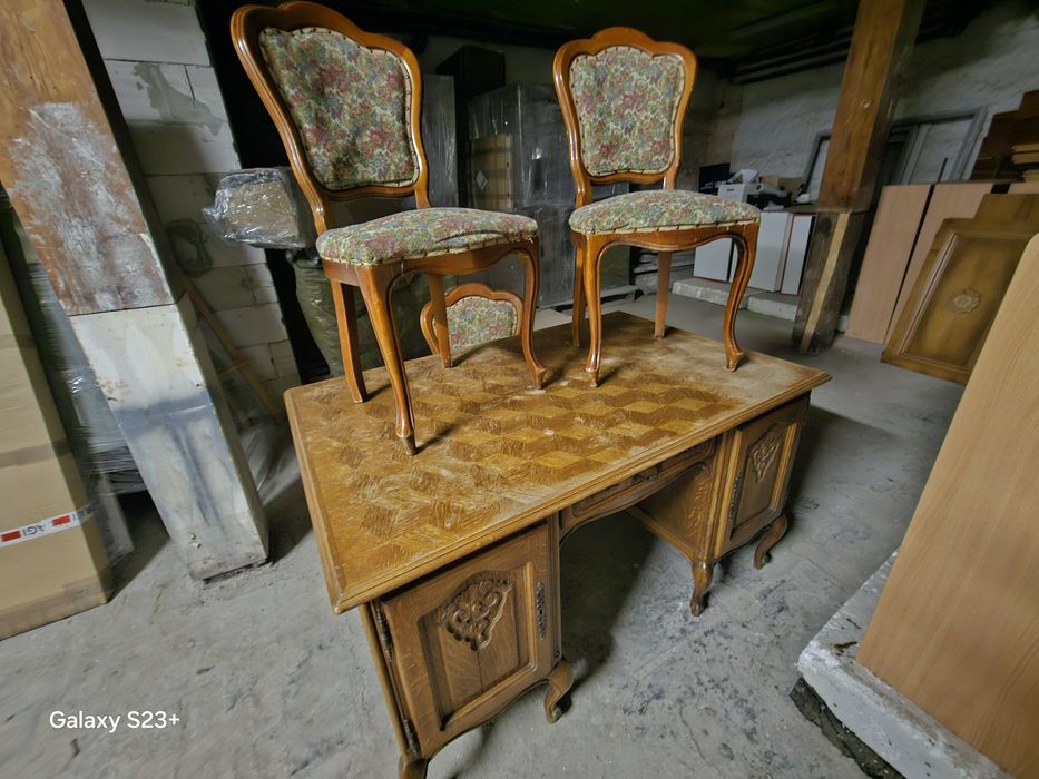 Stylowe biurko+3 krzesła w komplecie stan dobry, szafa/komoda