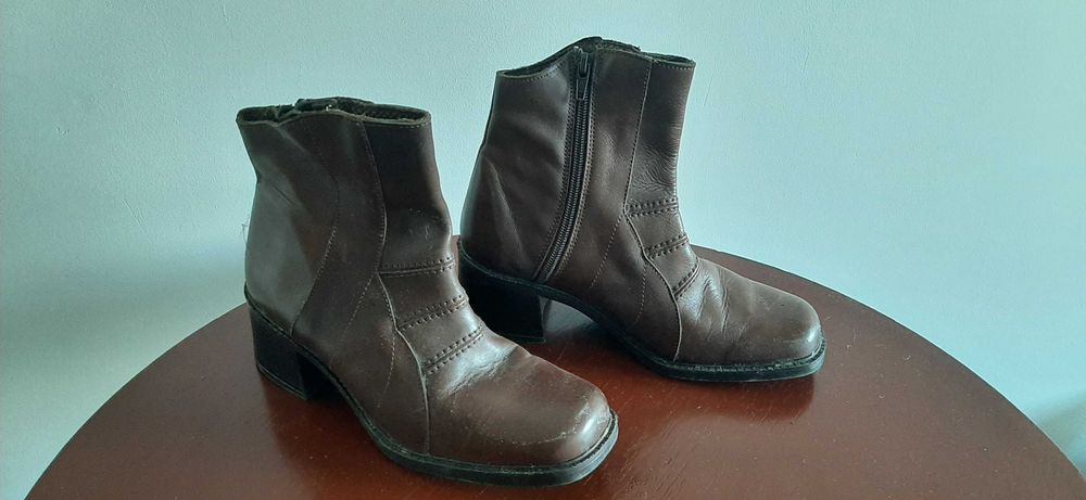 Brązowe botki skórzane Divina 36/37 Made in Spain