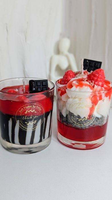 Декоративні соєві свічки-десерти | Малина, полуниця,шоколад