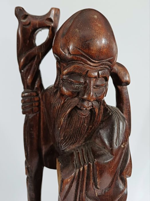 Zabytkowa rzeźba w drewnie Chou Lao - Chiny