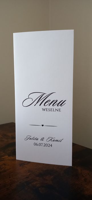 Menu weselne stojące