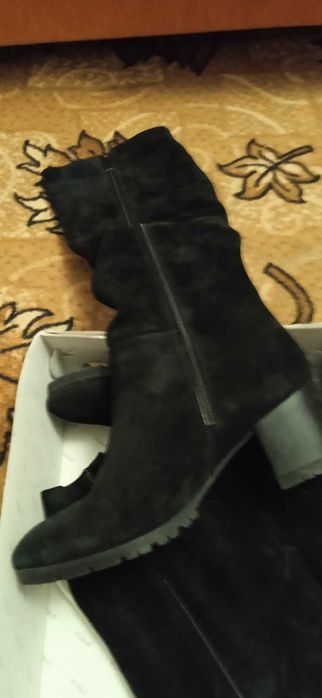 Чоботи ботфорти жіночі чорні замш натуральні демісезон 38 р.(24.5 см.)