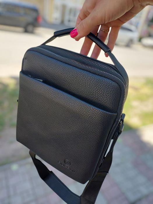 Сумка чоловіча Filippini шкіряна мужская через плече черная кожаная