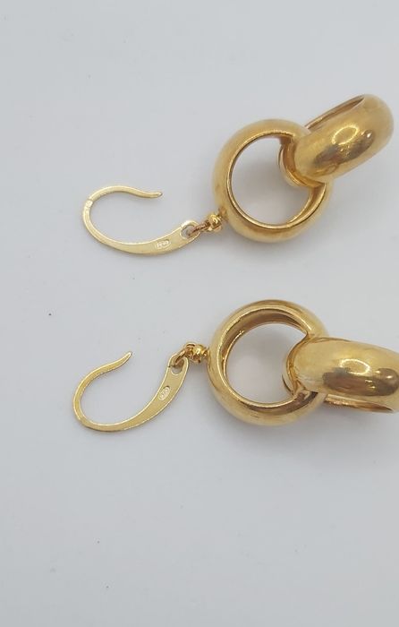 Brincos de prata Dourada Pendentes às Argolas