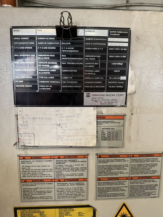 Lasera MAZAK X510 CHAMPION – 1,3kW – CNC