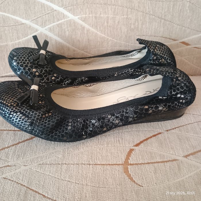 Baleriny damskie skórzane