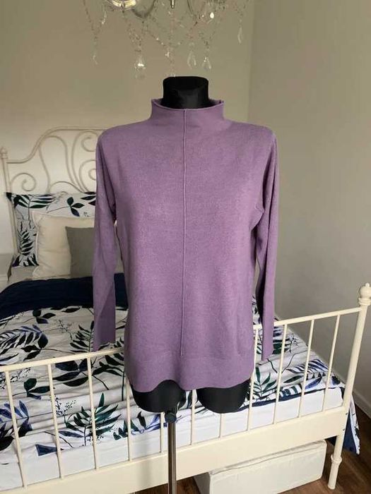 Marks & Spencer fioletowy sweter z półgolfem basic minimalizm S