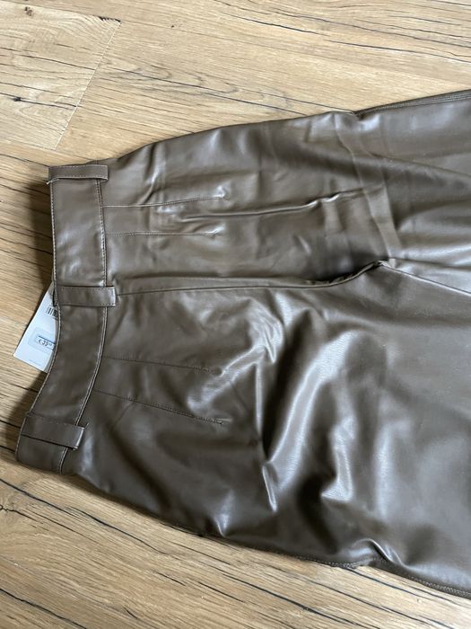 Spodnie skórzane szerokie Zara S NOWE! palazzo