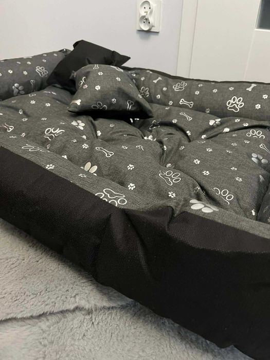 Legowisko dla psa M 100x75 szare wodoodporne – dwie poduszki gratis