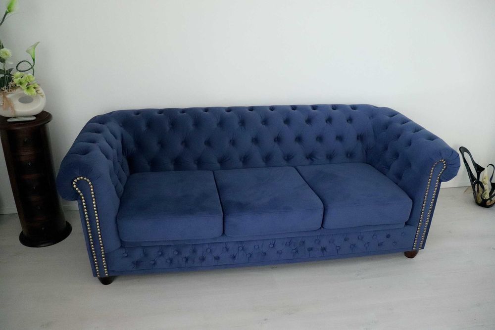 Sofa chesterfield z funkcją spania 3 osobowa