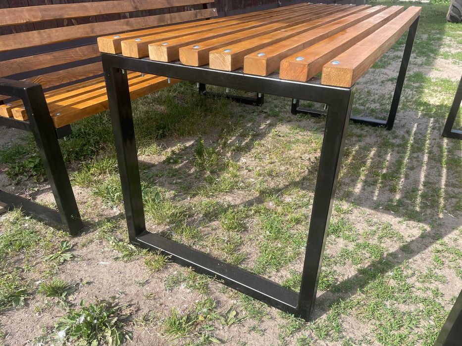 Meble ogrodowe Loft komplet 2 ławki + stolik / Nowoczesne meble