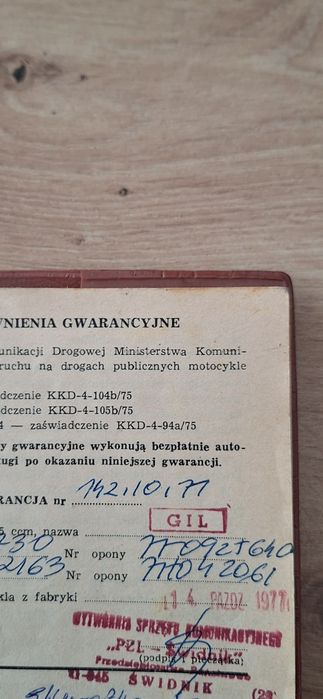 WSK 125 GIL biała tablica oryginalny stan
