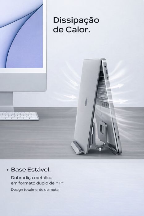 Suporte Vertical em Alumínio para Portátil – Novo