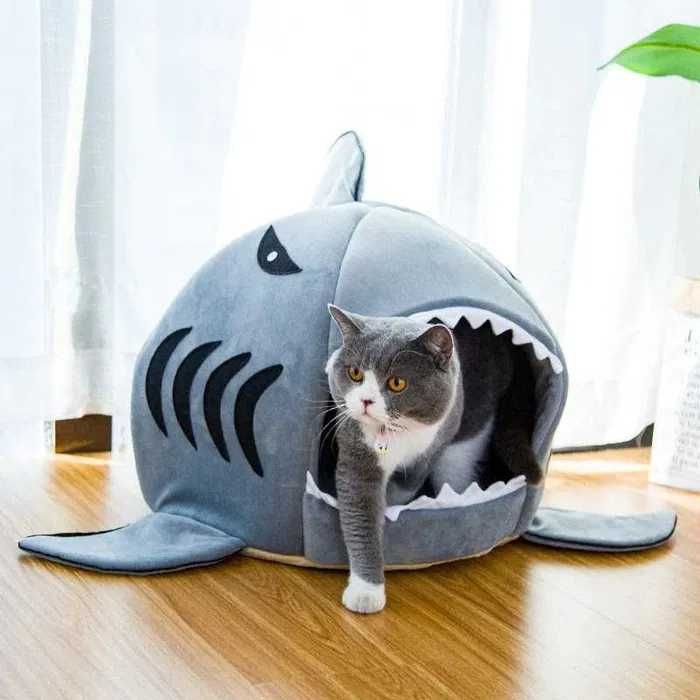 Cama Casota Almofada para animais Cão Gato em formato Tubarão novo