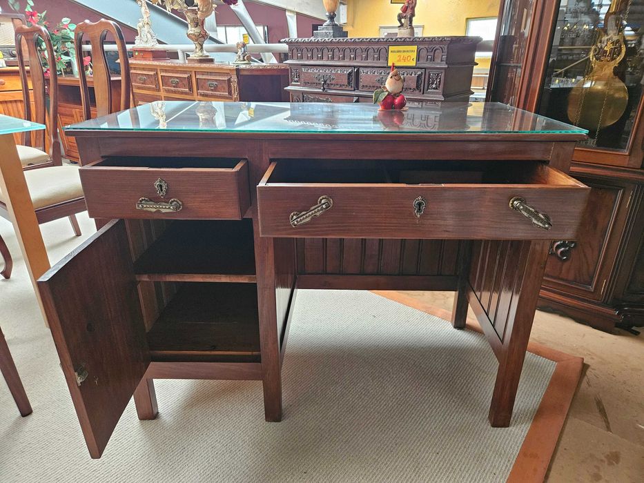 Secretária antiga em madeira maciça com gavetas - óptimo estado geral