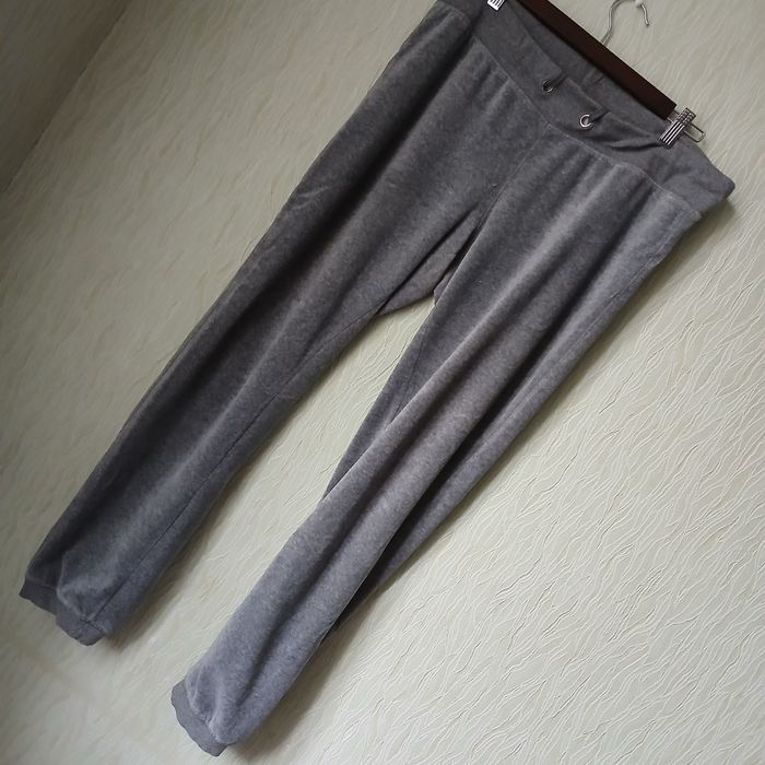 Штани велюрові розмір L сірий меланж на резинці