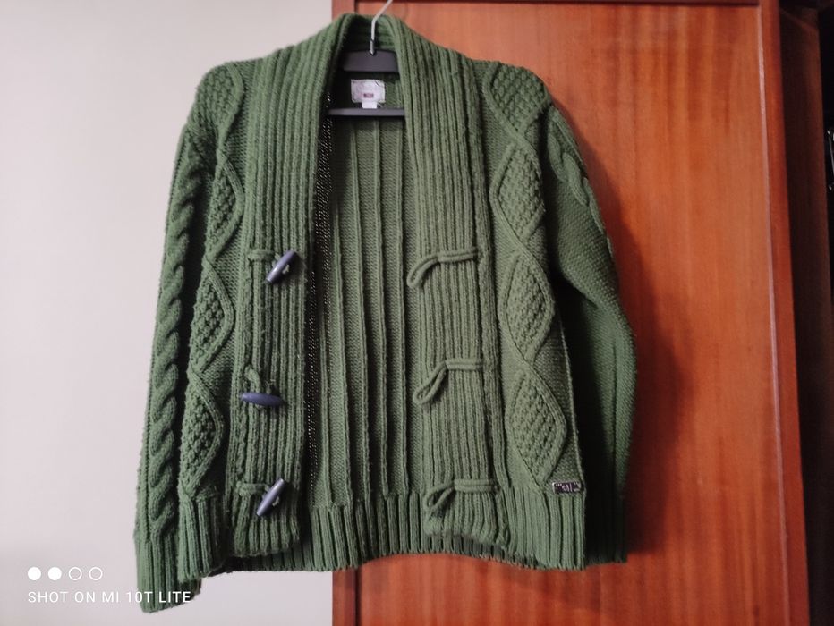 Casaco de malha verde calça fato de treino