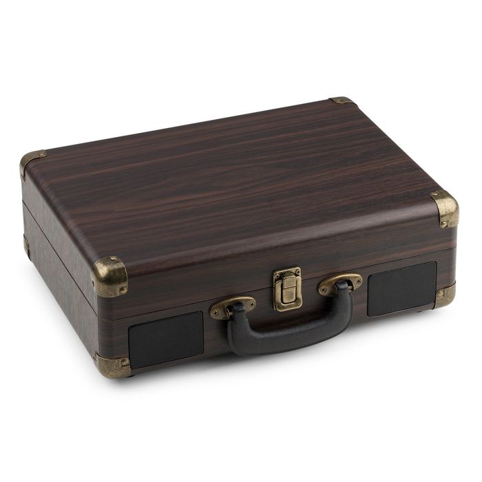 Gramofon Retro Bluetooth Głośniki AUX in Brązowy Gramofon w Walizce