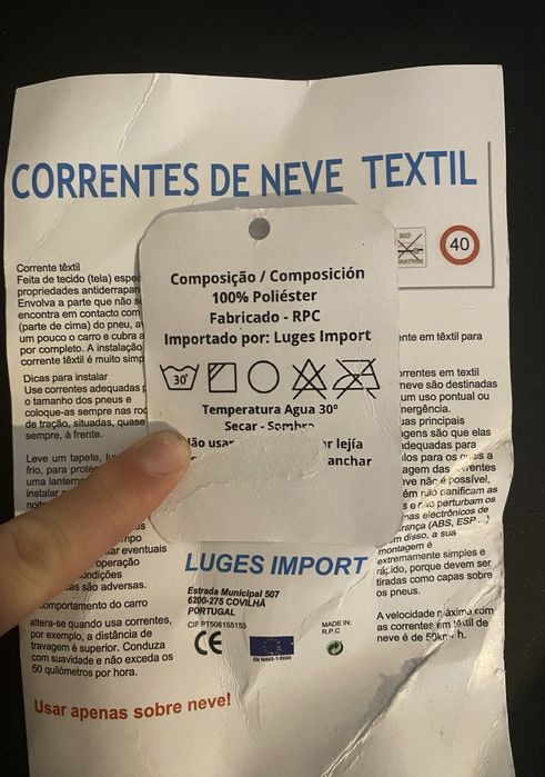 Correntes de neve têxtil (meias de neve)