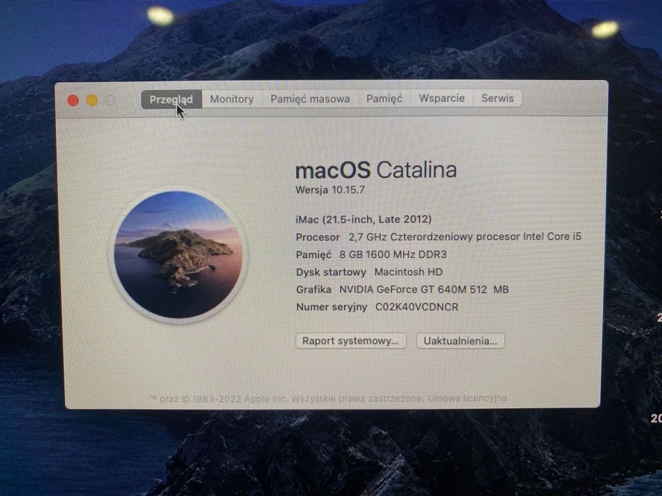 iMac 21.5 cala / 2.7 GHz Intel Core i5 / 8GB RAM / 1TB dysk / GT 640M