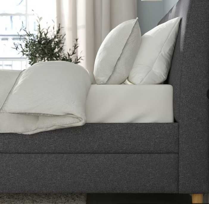 cama com cabeceira em tecido, gama IDANÄS