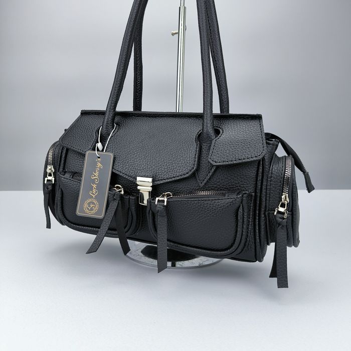 Сумка жіноча Luck Sherry's шкіряна женская кожаная черная коричневая