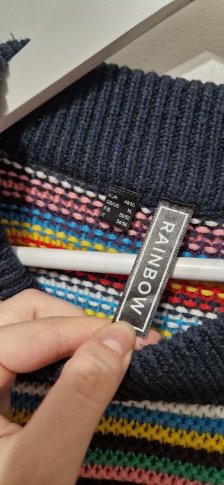 Kolorowy sweter w paski Rainbow by Bonprix rozm. XL