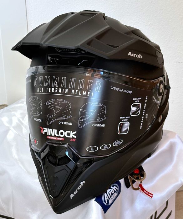 Capacete NOVO Airoh Commander Preto Mate (42% DESCONTO) Em S e M