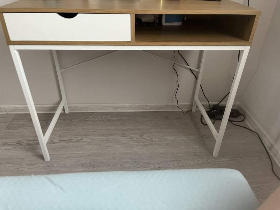 Biurko TRAPPEDAL 48x95 1 szuflada kolor ciepły dąb/biały