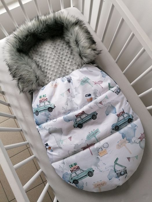 Śpiwór S 85cm maluchy białe do wózka gondoli MUFKA