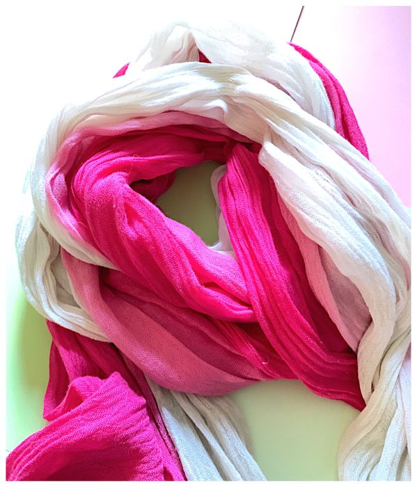 Conjunto 3 Echarpes/Cachecóis Rosa e Branco