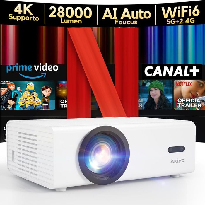Projektor AKIYO O9 28000 lumenów Wi-Fi Bluetooth 1080P