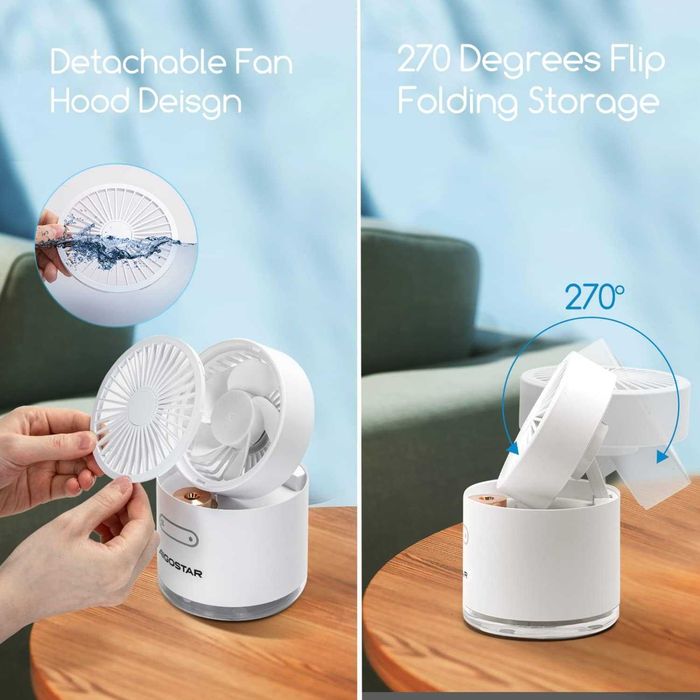 NOVO - Ventilador PORTÁTIL de mesa com ÁGUA e 7 luzes noturnas