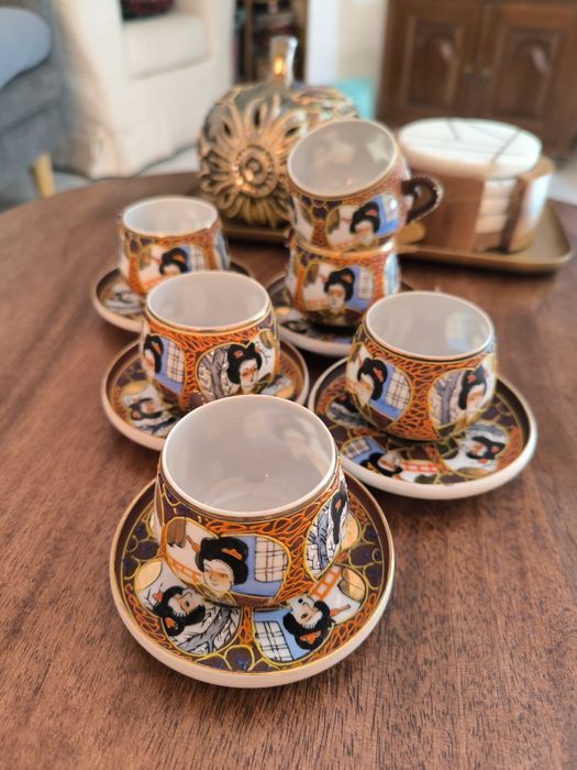 Conjunto de Café Japonês estilo Kutani