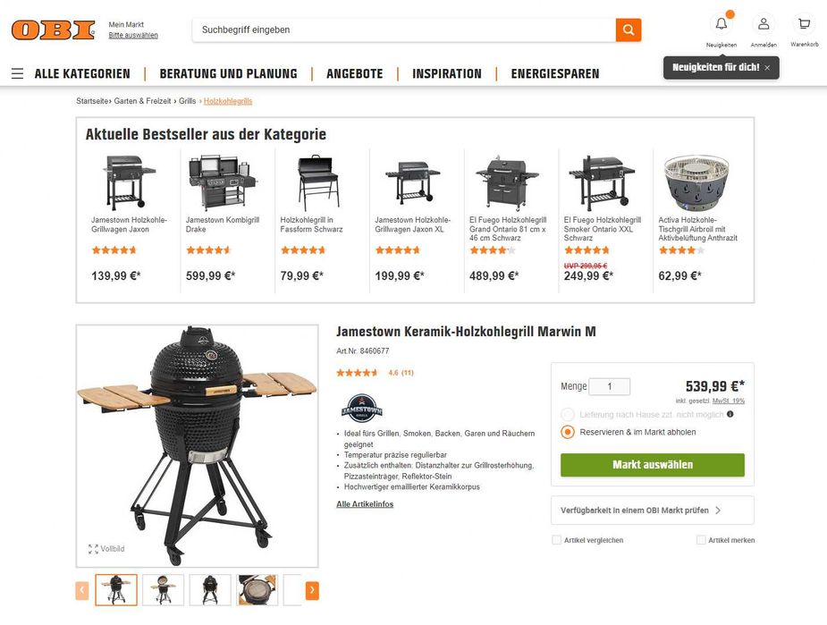 Sprzedam nowy, nieużywany grill ceramiczny Jamestown Marwin M