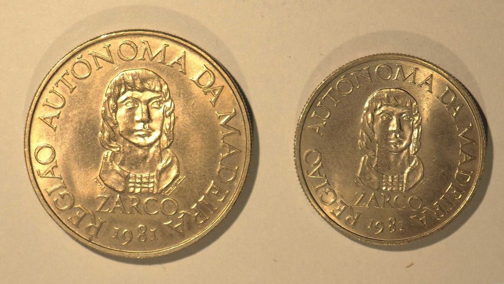 1981 moedas Madeira 100 e 25 escudos