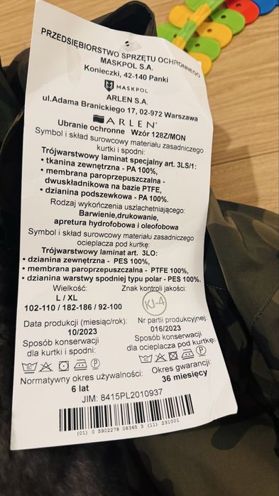 Ubranie Ochronne L/XL nowe 128Z/MON