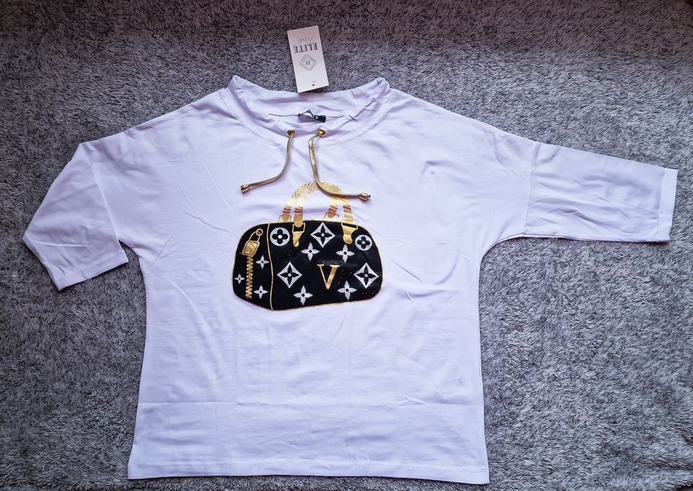 Elite bluzka cyrkonie biała lv torebka uni