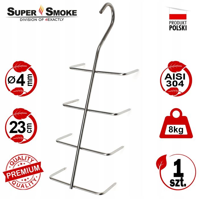 Hak Wędzarniczy Super Smoke do filetów i płatów ryb 4mm Premium 23cm