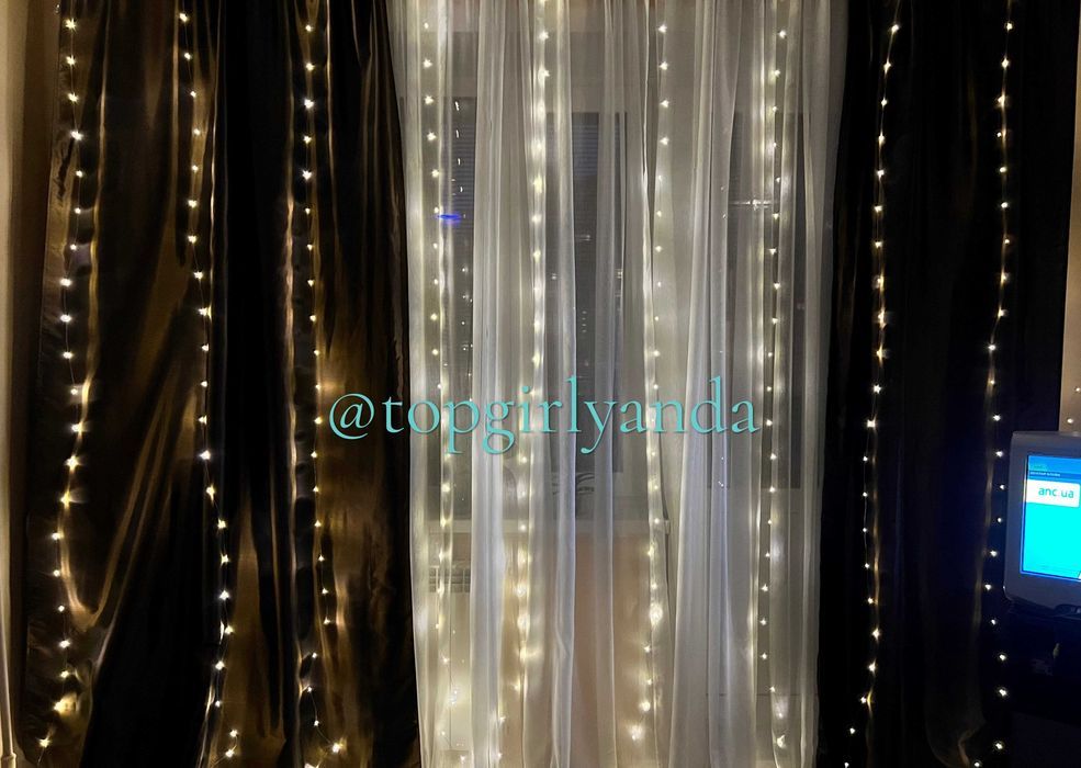 Светодиодная гирлянда штора РОСА USB на пульте